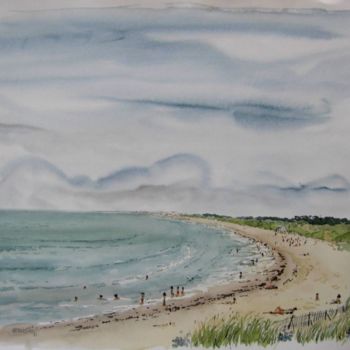 Peinture intitulée "la plage de sion St…" par Henry-Pierre Troussicot, Œuvre d'art originale, Aquarelle