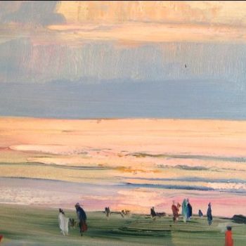 Painting titled "The Sea in  Sunset" by Hrant Stepanyan, Original Artwork, Oil