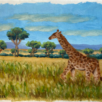 Painting titled "Giraffe Manor" by Anastasia Kurganova, Original Artwork, Oil