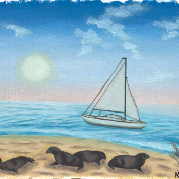 「Seal Beach」というタイトルの絵画 Anastasia Kurganovaによって, オリジナルのアートワーク, オイル