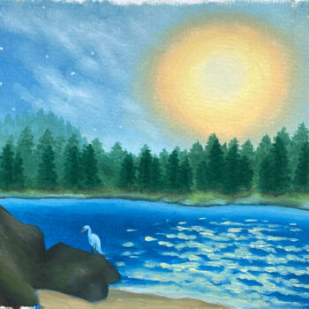 Painting titled "Calm Waters" by Anastasia Kurganova, Original Artwork, Oil