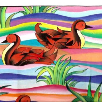 Painting titled "ducks water color p…" by Gunaroopam Raja, Original Artwork