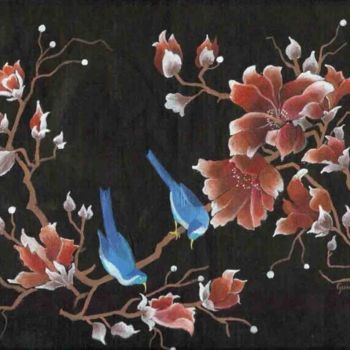 Картина под названием "fabric painting - b…" - Gunaroopam Raja, Подлинное произведение искусства