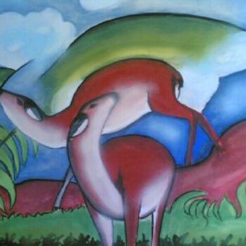 Pintura titulada "love deers - poster…" por Gunaroopam Raja, Obra de arte original