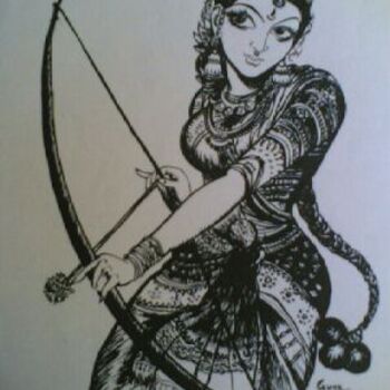 Drawing titled "classical lady" by Gunaroopam Raja, Original Artwork