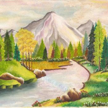 Painting titled "a mountain" by Gunaroopam Raja, Original Artwork