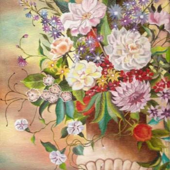 Pintura titulada "flowervase oil pain…" por Gunaroopam Raja, Obra de arte original
