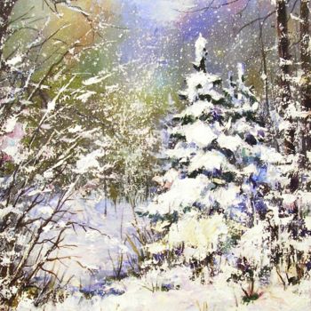 Pintura titulada "зимняя сказка" por Vladimir Khutko, Obra de arte original