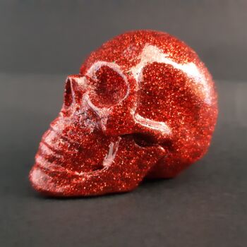 Sculpture intitulée "Red gloss skull" par Huakana, Œuvre d'art originale, Céramique
