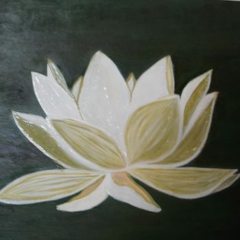 Painting titled "Fleur de lotus blan…" by Catherine Huard, Original Artwork