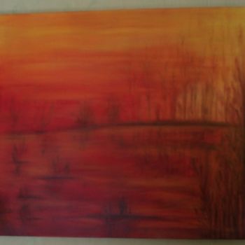 Painting titled "Coucher de Soleil s…" by Catherine Huard, Original Artwork, Oil