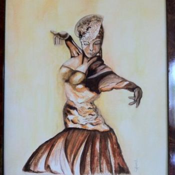Painting titled "Danseuse Flamenco" by Catherine Huard, Original Artwork, Watercolor