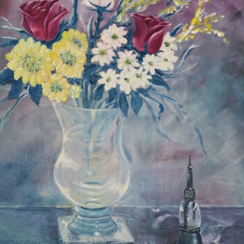 Pintura titulada "les fleurs" por Hubert De Guyon, Obra de arte original, Oleo
