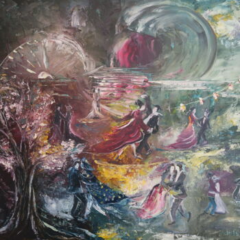 Malerei mit dem Titel "la danse des amoure…" von Hubert De Guyon, Original-Kunstwerk, Öl