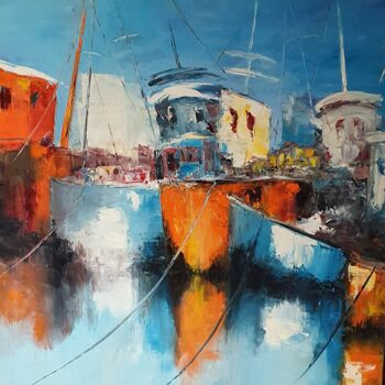 제목이 "Le repos des bateaux"인 미술작품 Hubert Labatut로, 원작, 기름