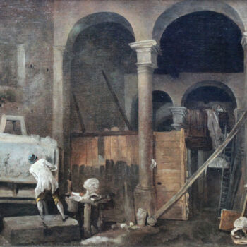 Картина под названием "L'Atelier de l'arti…" - Hubert Robert, Подлинное произведение искусства, Масло