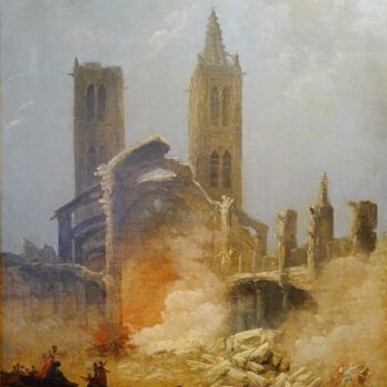 Картина под названием "Démolition de l'égl…" - Hubert Robert, Подлинное произведение искусства, Масло