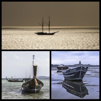 Photographie intitulée "Les bateaux" par Hubert Trublard, Œuvre d'art originale, Photographie non manipulée Monté sur Autre…