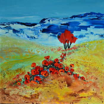 Painting titled "les-coquelicots-60x…" by Hubert, Original Artwork, Oil