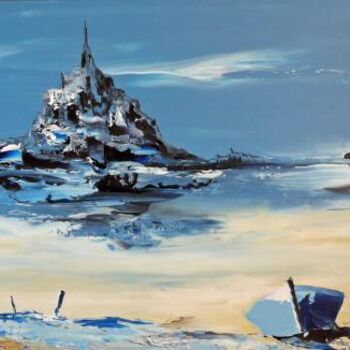 Peinture intitulée "barque au Mont Sain…" par Hubert, Œuvre d'art originale