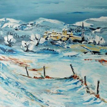 Painting titled "paysage d'hiver" by Hubert, Original Artwork