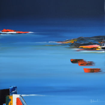 Painting titled "calme-de-l-ocean-50…" by Hubert, Original Artwork, Oil