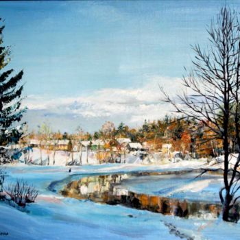 Painting titled "At lake. March / У…" by Irina Ageeva-Usova, Original Artwork, Oil