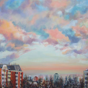 Painting titled ""The sky over Mosco…" by Irina Ageeva-Usova, Original Artwork, Oil