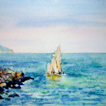 Painting titled "Sail / Парус" by Irina Ageeva-Usova, Original Artwork, Watercolor