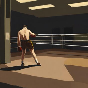 Digitale Kunst getiteld "The Boxing Gym #2" door Hudson Marshall, Origineel Kunstwerk, Digitale afdruk