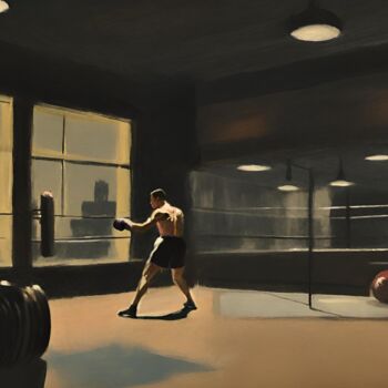 Arte digital titulada "The Boxing Gym #3" por Hudson Marshall, Obra de arte original, Impresión digital
