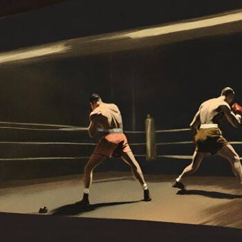 Digitale Kunst getiteld "The Boxing Gym #5" door Hudson Marshall, Origineel Kunstwerk, Digitale afdruk