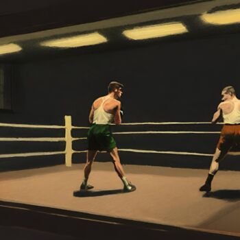 Digitale Kunst getiteld "The Boxing Gym #10" door Hudson Marshall, Origineel Kunstwerk, Digitale afdruk