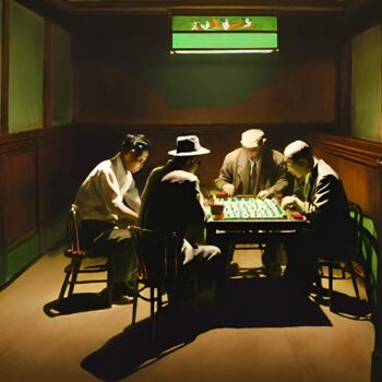Digitale Kunst getiteld "The Mahjong Parlor…" door Hudson Marshall, Origineel Kunstwerk, Digitale afdruk