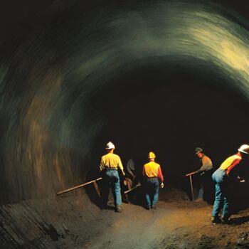 Digital Arts titled "Coal Miners #4" by Hudson Marshall, Original Artwork, Digital Print