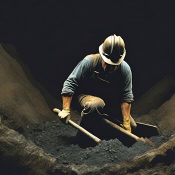 Digitale Kunst getiteld "Coal Miners #6" door Hudson Marshall, Origineel Kunstwerk, Digitale afdruk