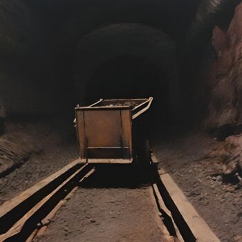 Digitale Kunst getiteld "Coal Miners #8" door Hudson Marshall, Origineel Kunstwerk, Digitale afdruk