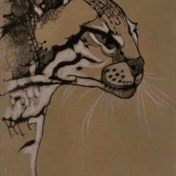 Drawing titled "Ocelot" by Hugo Bartoli, Original Artwork, Acrylic