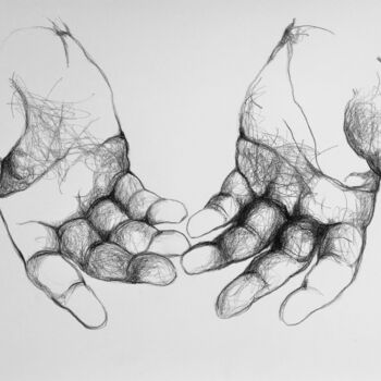 Drawing titled "GIVE" by Hugo Bartoli, Original Artwork, Charcoal
