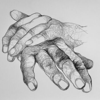 Drawing titled "My father's hands 2" by Hugo Bartoli, Original Artwork, Charcoal