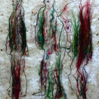 Картина под названием "Ames élues" - Hugo Bartoli, Подлинное произведение искусства, Текстильное волокно