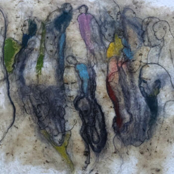 Painting titled "Transhumance des âm…" by Hugo Bartoli, Original Artwork, Textile fiber