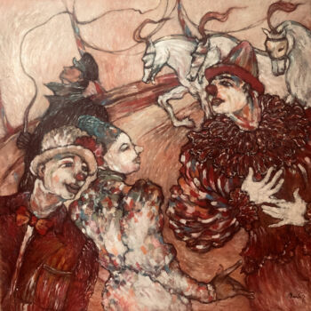 Painting titled "Circus emotions" by Hugo Bartoli, Original Artwork, Oil