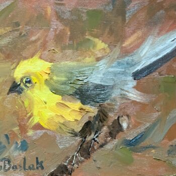 Schilderij getiteld "Yellow bird" door Hugo Boslak, Origineel Kunstwerk, Olie