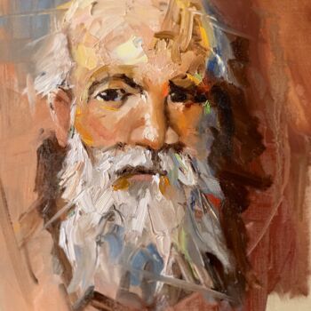 Painting titled "Old man with beard" by Hugo Boslak, Original Artwork, Oil