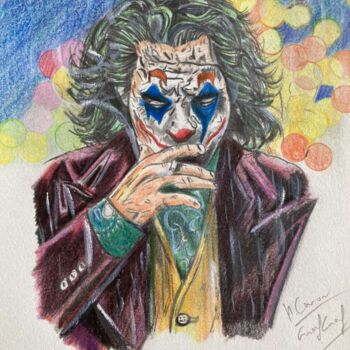Drawing titled "Le Joker" by Hugo Caron, Original Artwork, Pencil