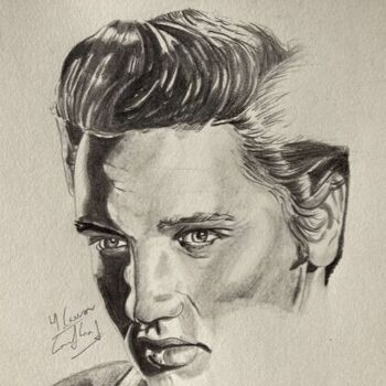 Drawing titled "Elvis Presley" by Hugo Caron, Original Artwork, Pencil