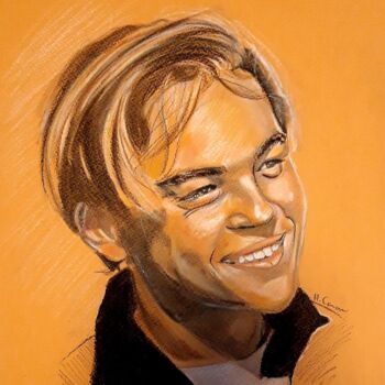 Dessin intitulée "Leonardo DiCaprio" par Hugo Caron, Œuvre d'art originale, Pastel