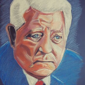 Drawing titled "Jean Gabin" by Hugo Caron, Original Artwork, Pastel