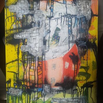 Pittura intitolato "Casa y lluvia" da Hugo Casallo, Opera d'arte originale, Acrilico